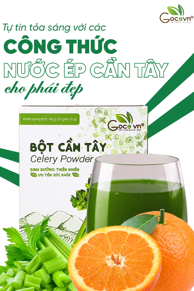 Bột Cần Tây Goce - Công thức nước ép mix với bột cần tây siêu ngon